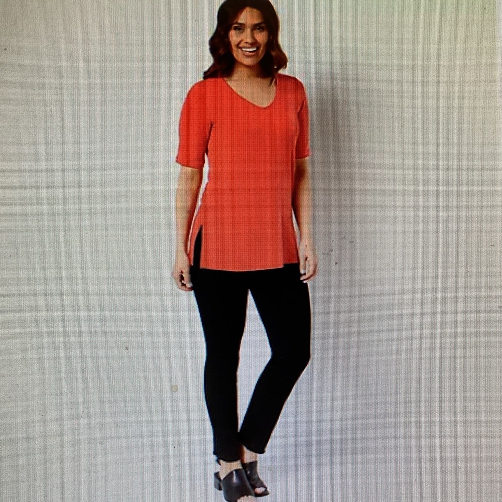 Susan Graver Modern Essential Regular Liquid Knit Tunic - Coral Pop NIB Size 4X